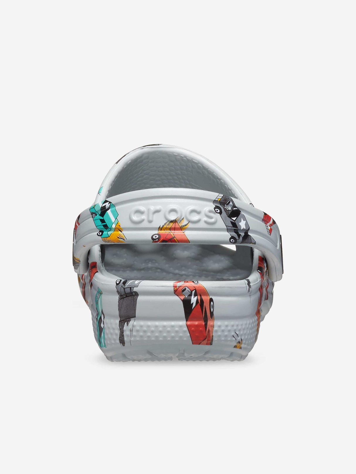 Crocs Boys Classic Race Cars Graphic Clog in Grey