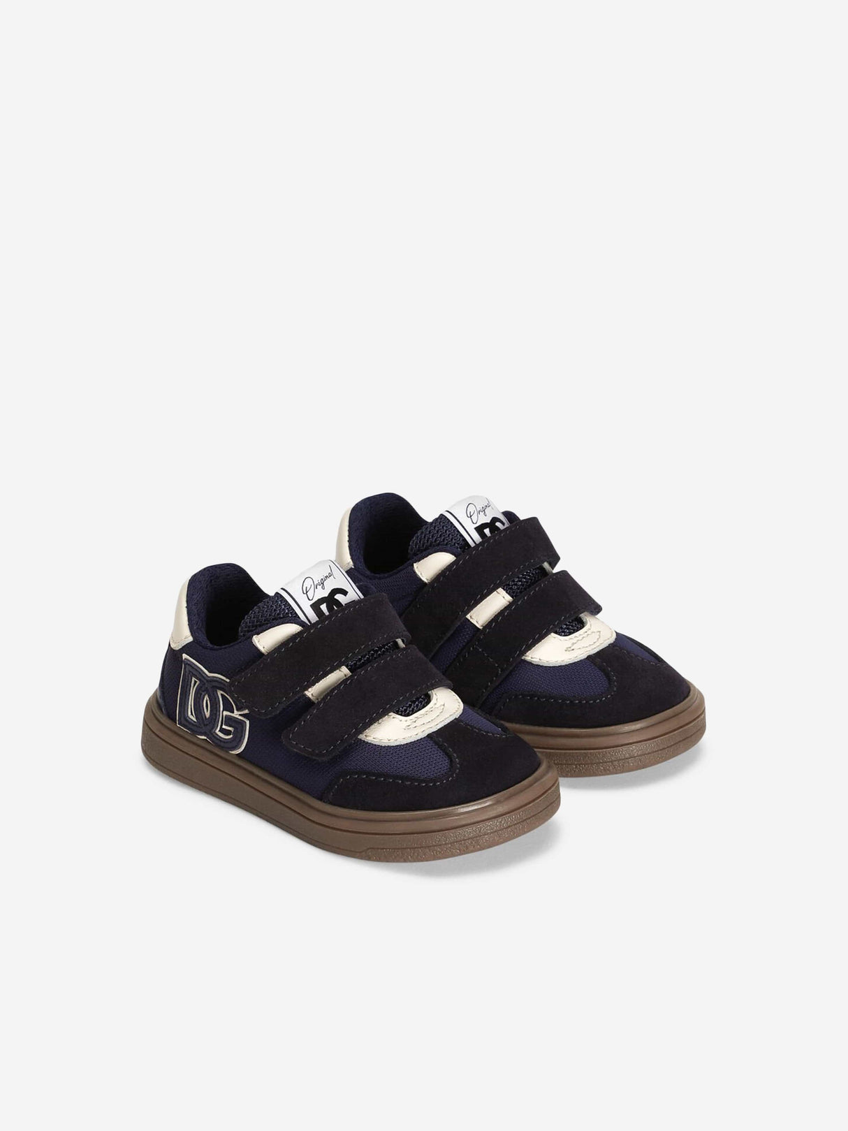 Dolce & Gabbana Boys Velcro Strap Logo Trainers in Navy
