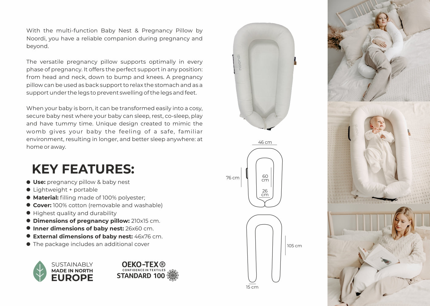 Noordi 2in1 Baby Nest + Maternity Pillow