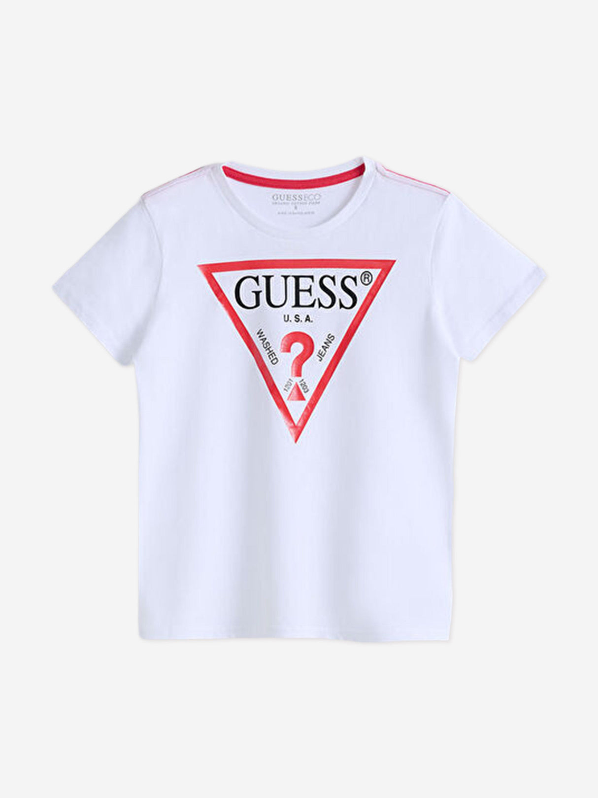 Guess Boys Logo Print T-Shirt in White