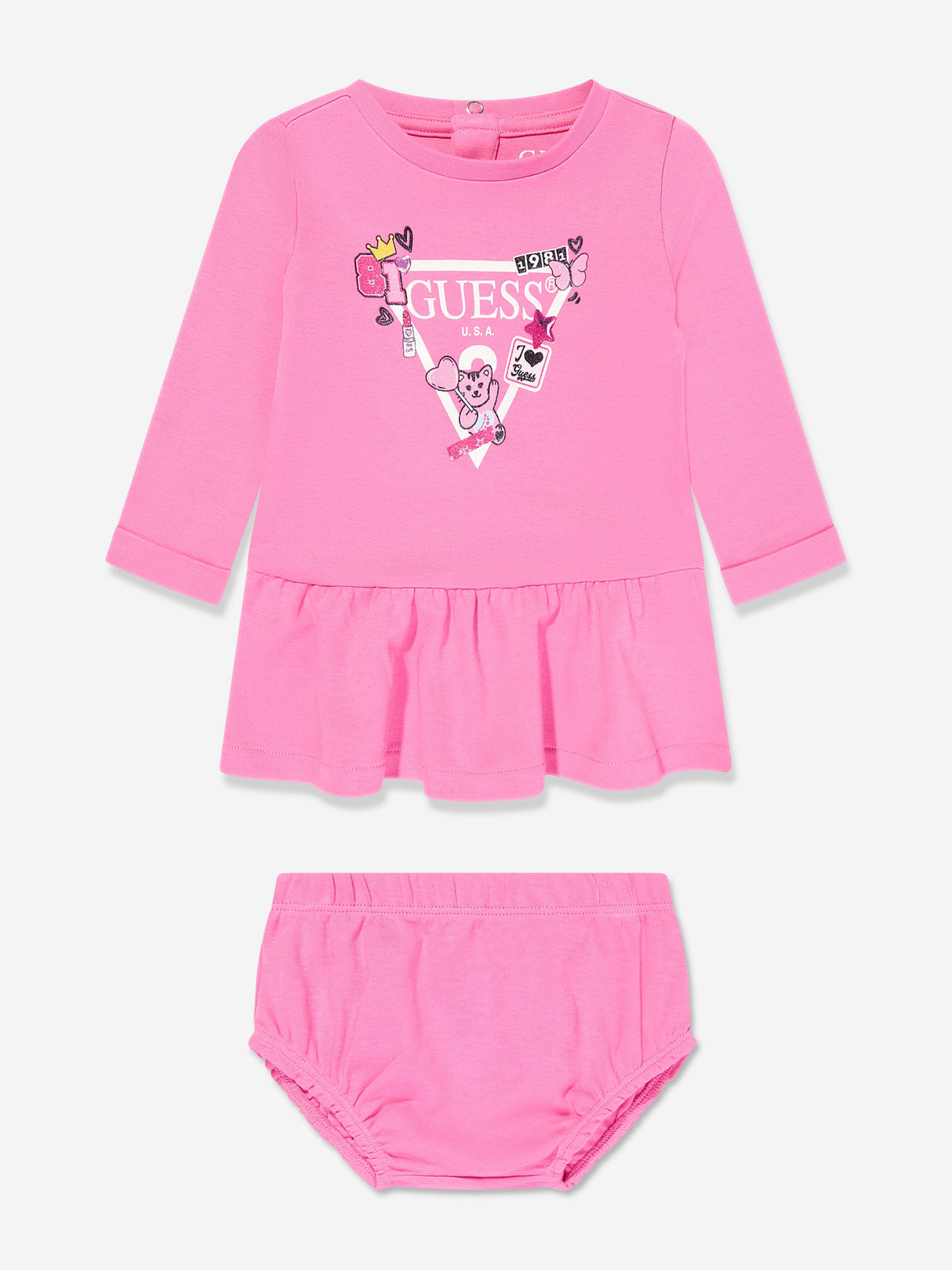 Guess Baby Girls Heart Dress with Knickers in Pink