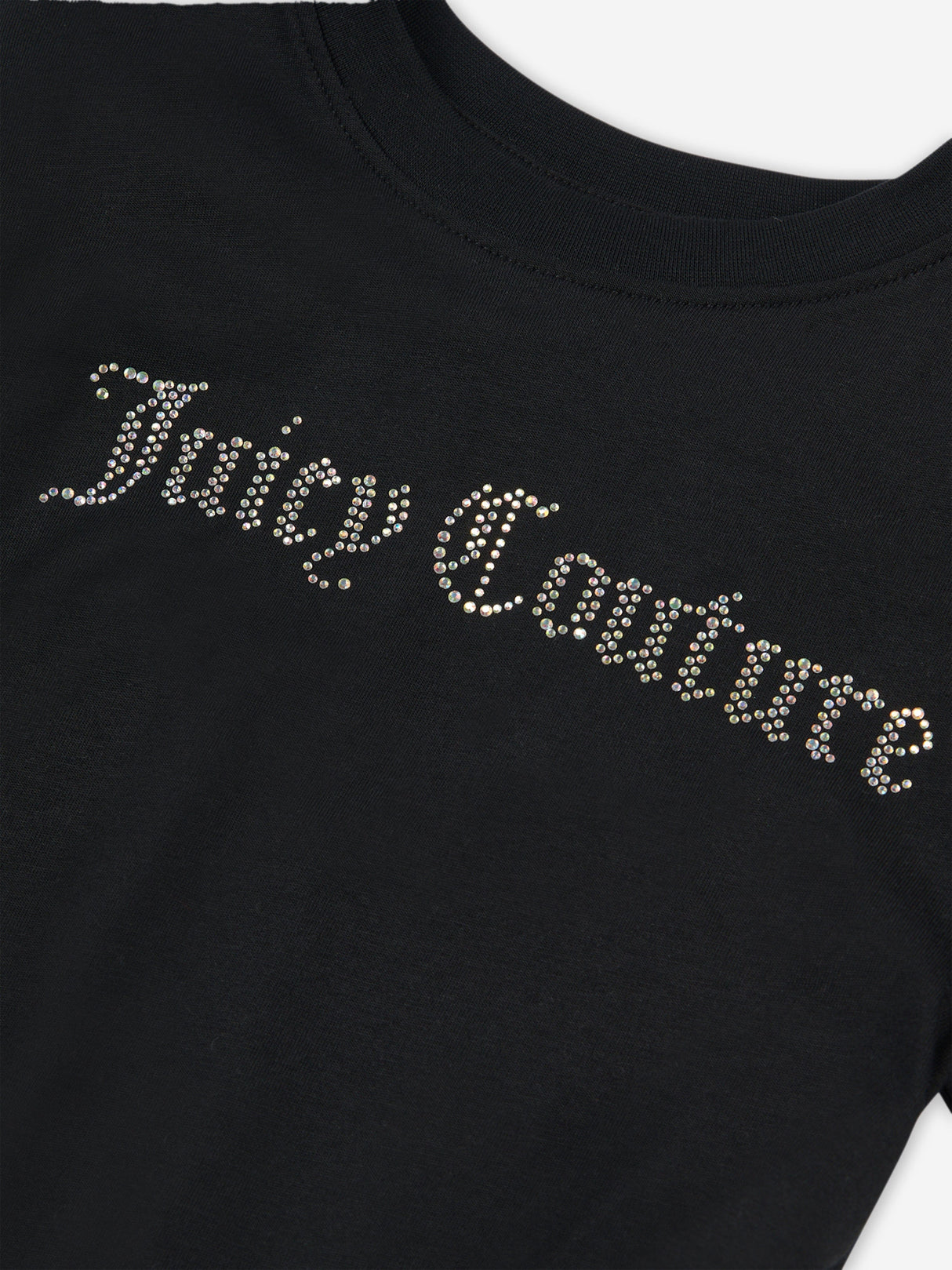 Juicy Couture Girls Diamante Logo T-Shirt in Black