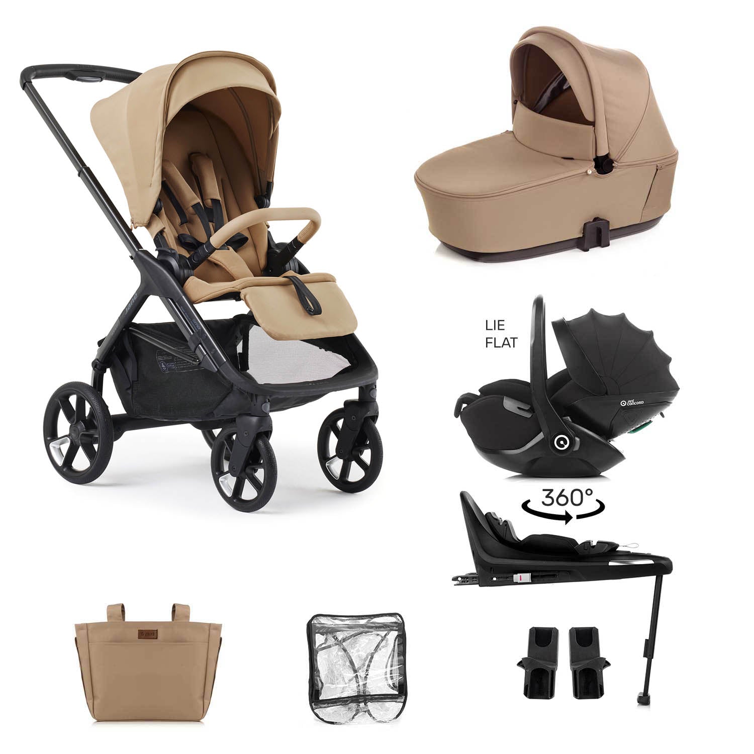 Jane Keep 3in1 + Sleep Carrycot + Kombibaby Lie-Flat 360 Baby Car Seat Bundle