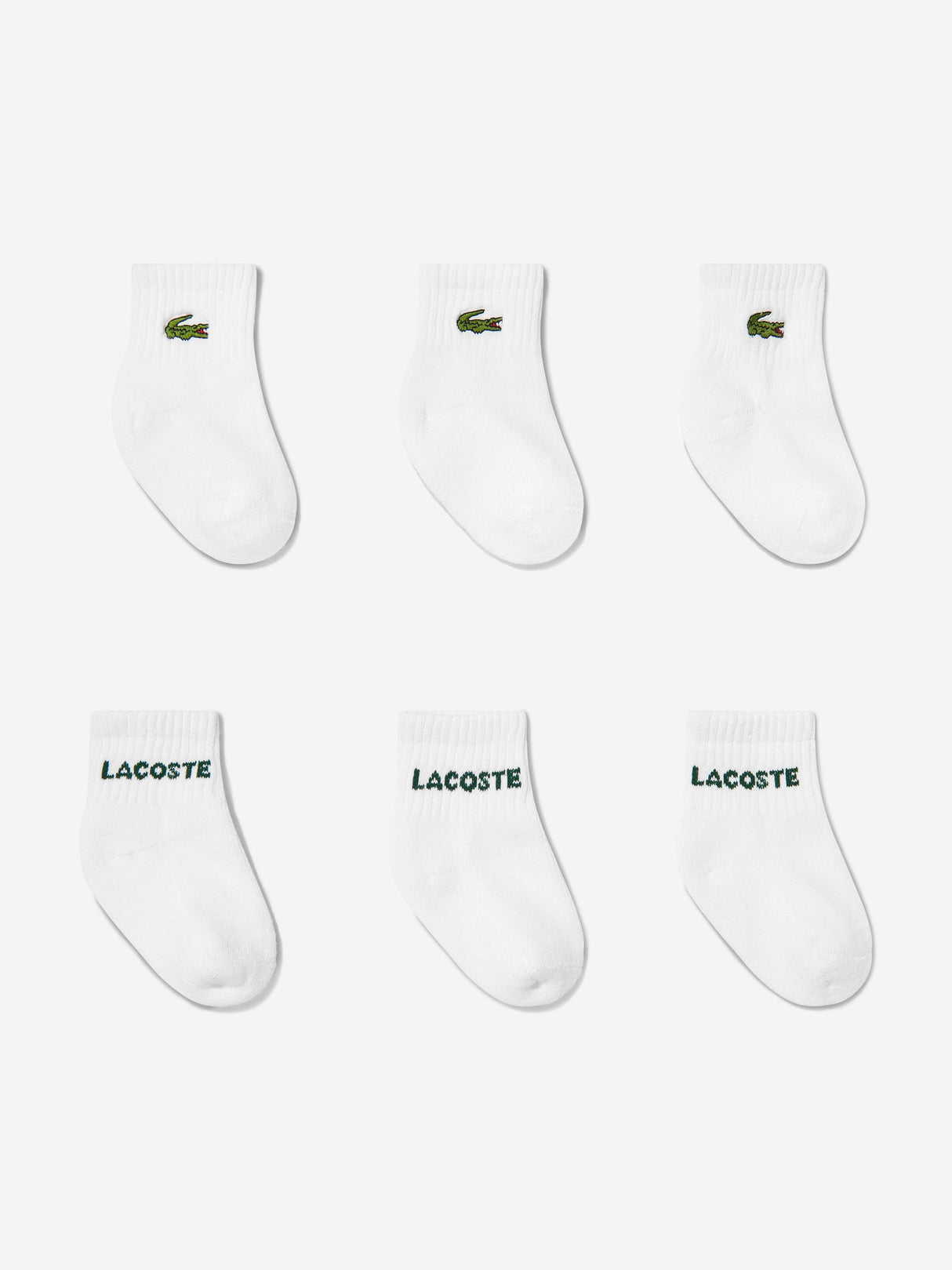 Lacoste Baby 6 Pack Socks Set in White