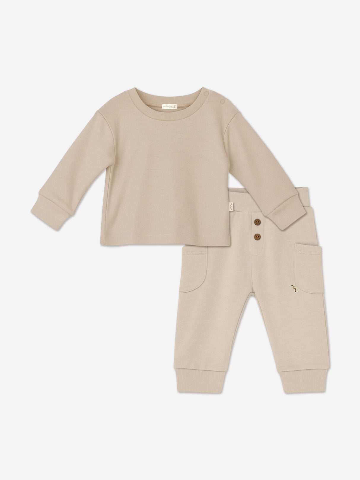 Mininio Baby Organic Cotton Trouser Set in Beige