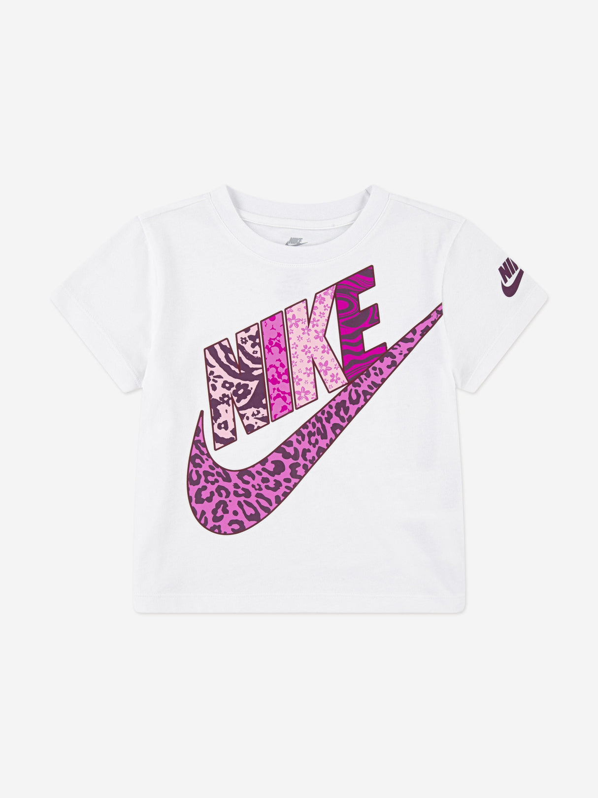 Nike Girls New Animal Print Futura T-Shirt in White