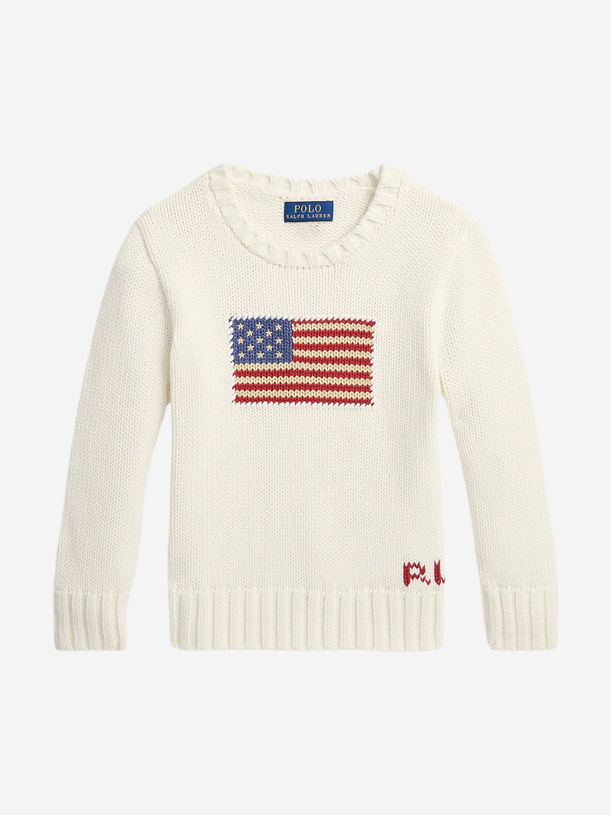 Ralph Lauren Boys Cotton Knit Flag Jumper in Ivory