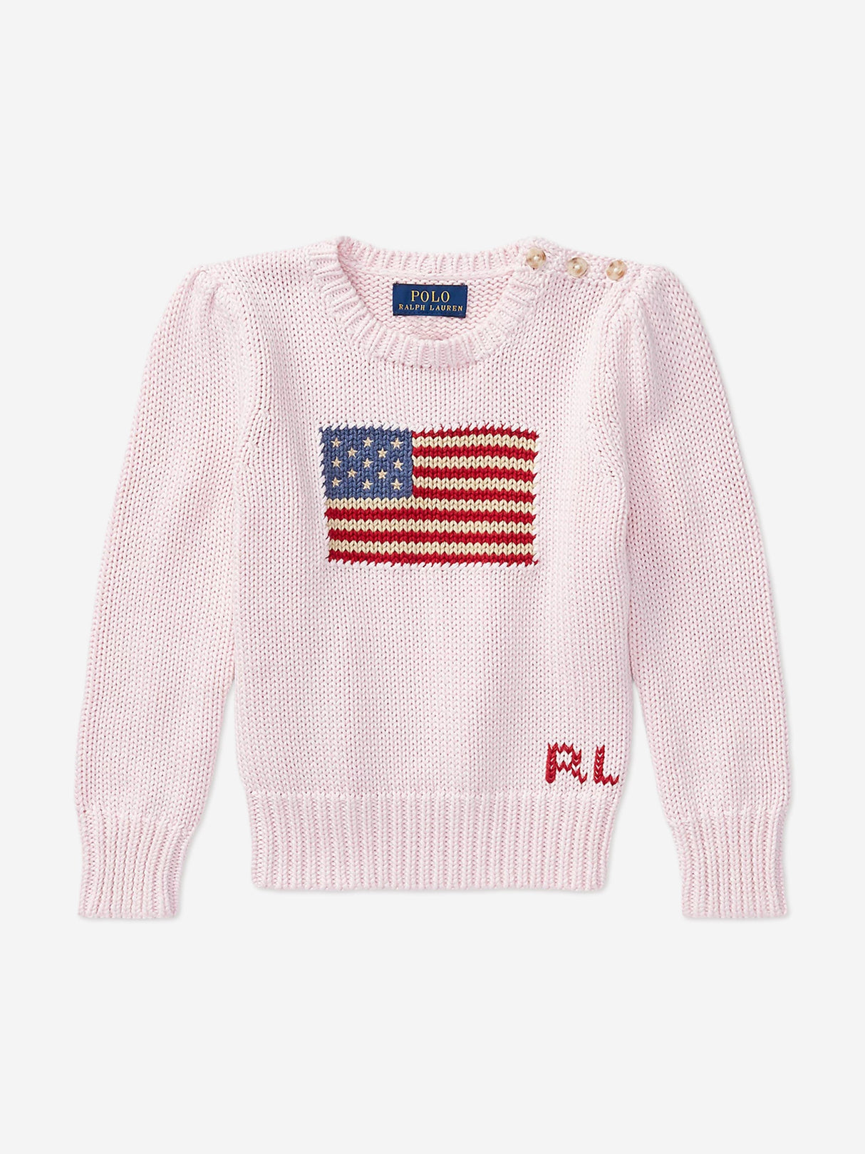 Ralph Lauren Girls USA Flag Jumper in Pink