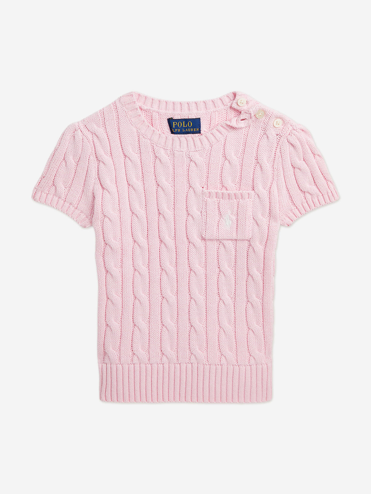 Ralph Lauren Girls Cable Knit Pullover in Pink