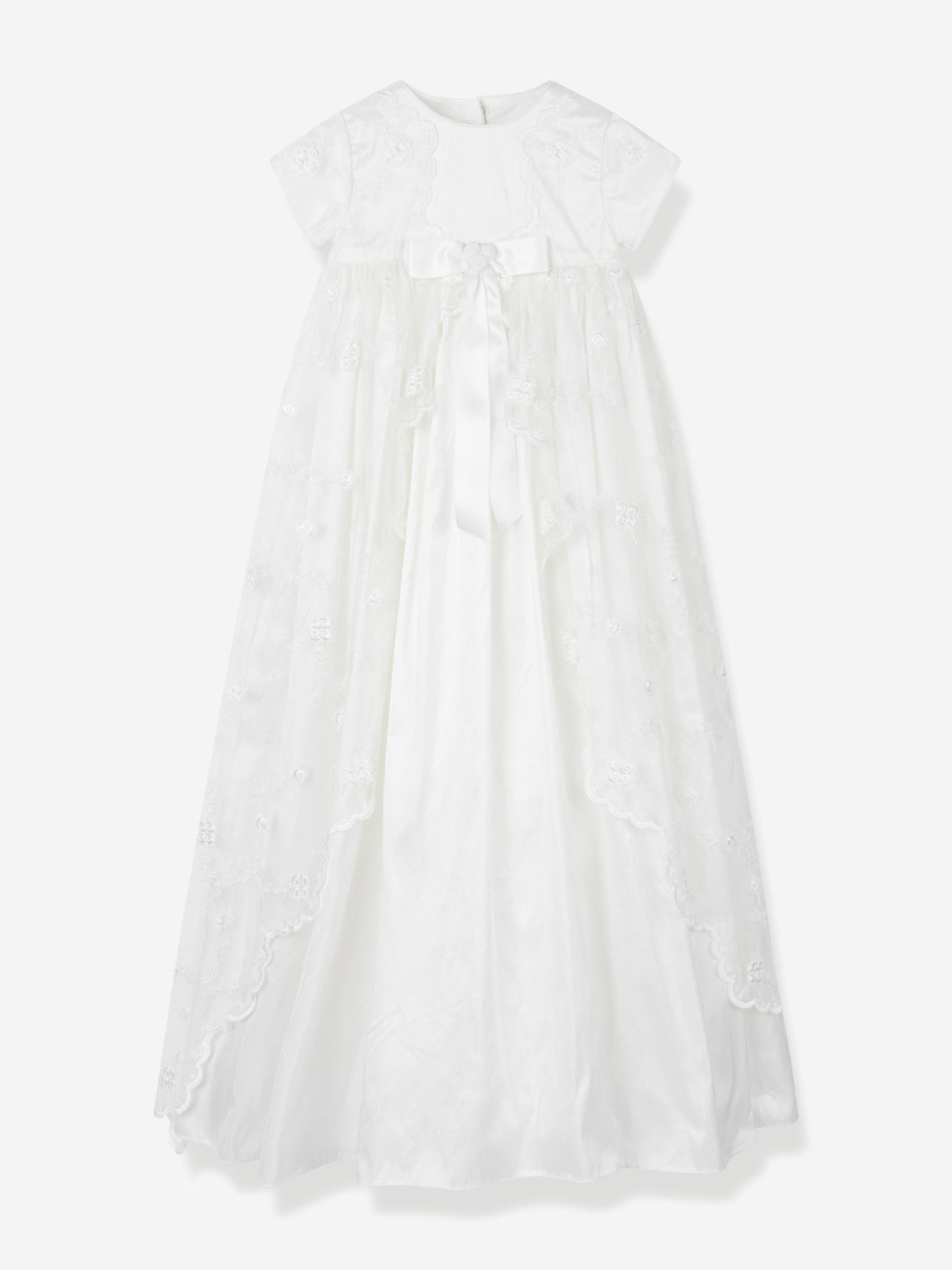 Sarah Louise Baby Girls Silk Christening Robe and Bonnet in Ivory