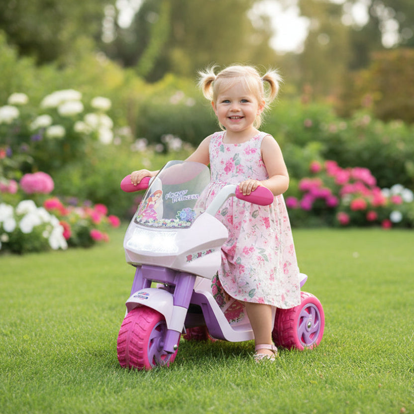 Peg Perego Flower Princess 6V Electric Ride-On Motorcycle with Lights & Sounds, 2+ Years