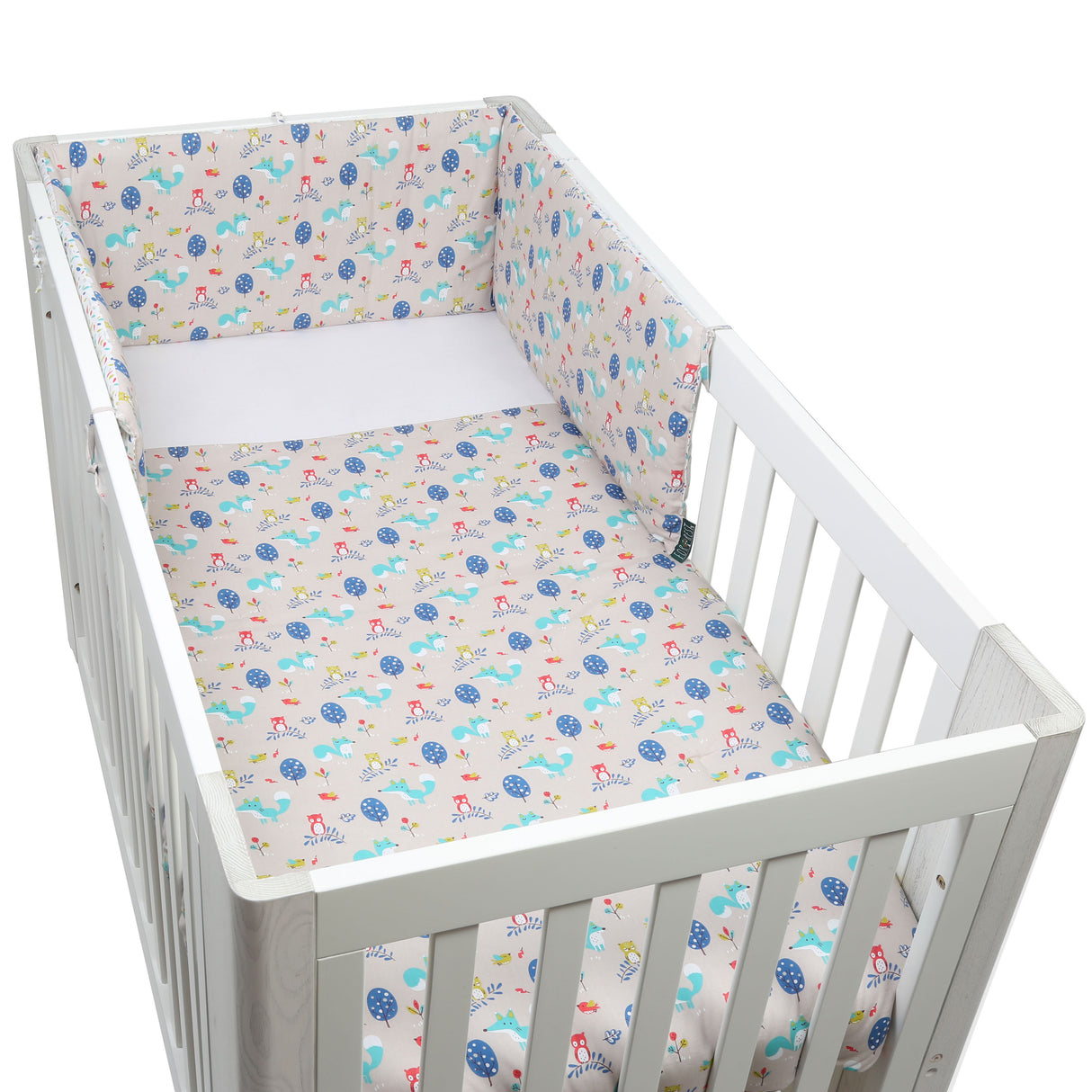FORREST 3 Piece Reversible Cot Bed Set – Organic Cotton Baby Bedding - Woody
