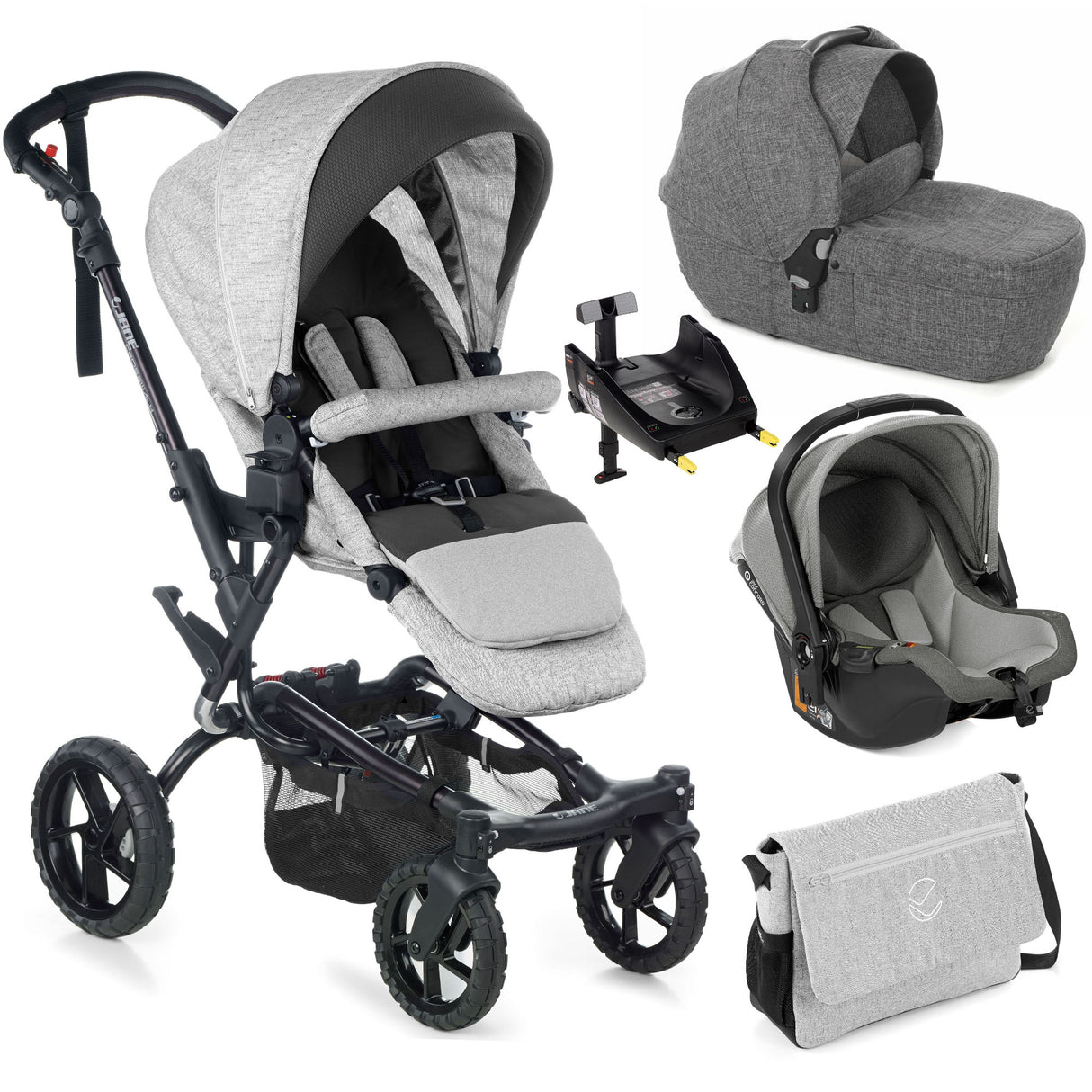 Jané Crosswalk-R All-Terrain Travel System with Carrycot & Koos iSize R1, Tech Mouse / Black Grey