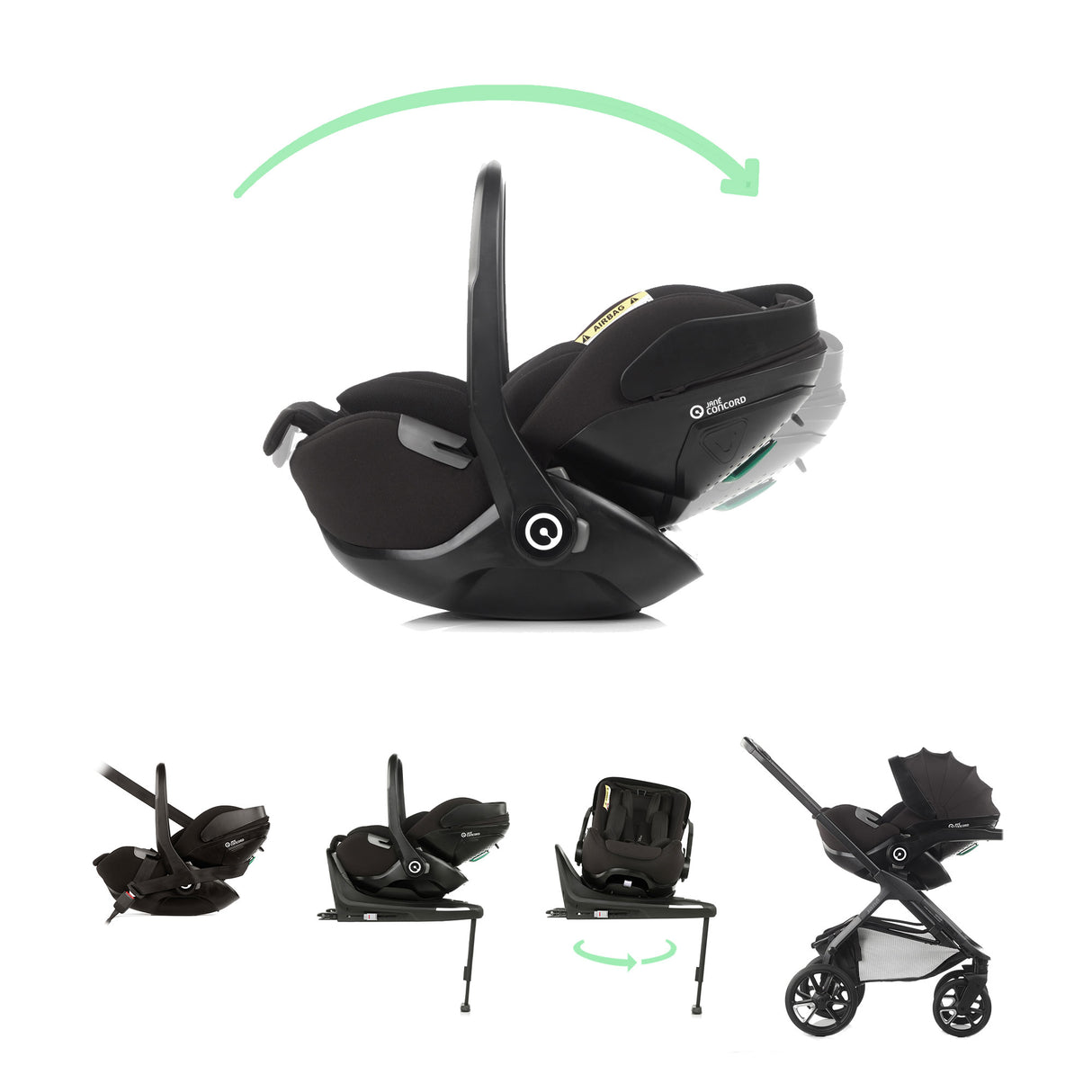 Jane Keep Trio Kombibaby 360 Lie-Flat Car Seat Travel System + Nursery Bundle
