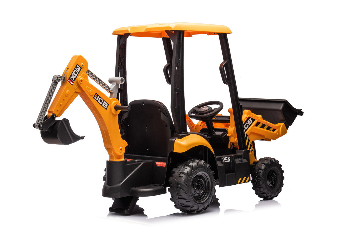 JCB 12V Electric Ride-On Digger Tractor with Trailer & Backhoe, 3-8 years