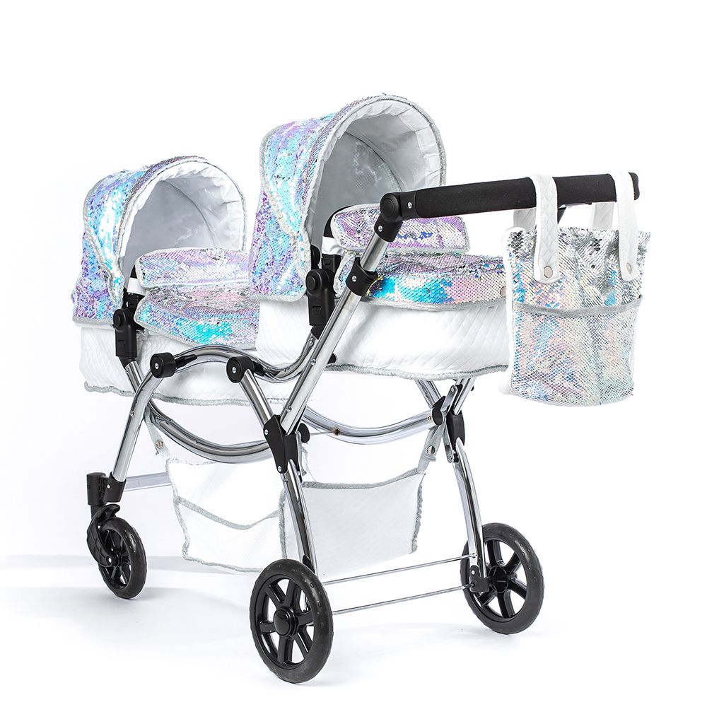 Roma Polly Twin Dolls Pram Mermaid – Adjustable Twin Doll Pushchair, 3+ years