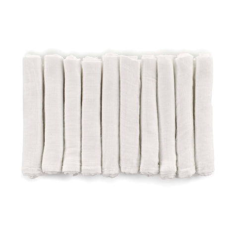 Bamboo Muslin Cloths For Baby 35 x 35 cm (10-Pack), White