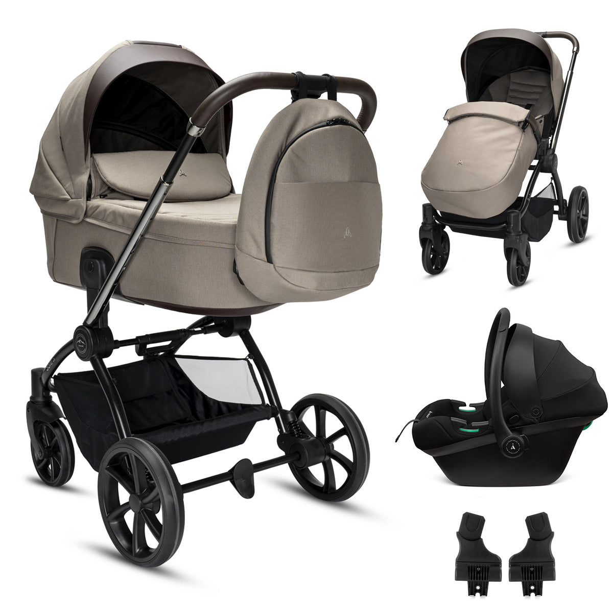 Noordi Sole V3 - 3in1 Travel System with ThermoCot Carrycot + Terra i-Size Car Seat, Arctic Mink
