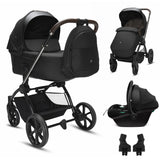 Noordi Sole V3 - 3in1 Travel System with ThermoCot Carrycot + Terra i-Size Car Seat, Slate Black