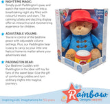 Rainbow Designs Bedtime Cuddles with Paddington Bear Set - Cuddleable Soft Teddy Toy & Marmalade Jar Nightlight - Calming Lullaby, Colour-Changing Moons & Stars