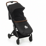 Black stroller with a star design on a white background