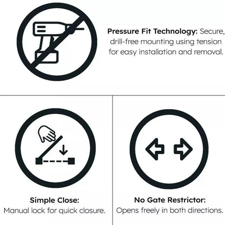 Baby Safety Stair Gate Pressure Fit Extra Wide (2 Pack)