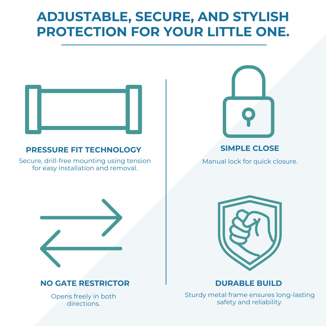 Baby Safety Stair Gate Pressure Fit Extra Wide (2 Pack)