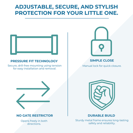 Baby Safety Stair Gate Pressure Fit Extra Wide (2 Pack)
