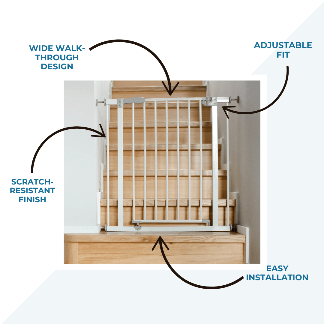 Baby Safety Stair Gate Pressure Fit Extra Wide No Drill