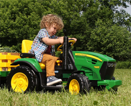 Peg Perego John Deere Ground Force 12V Tractor + Stake-side Trailer, 3+ years