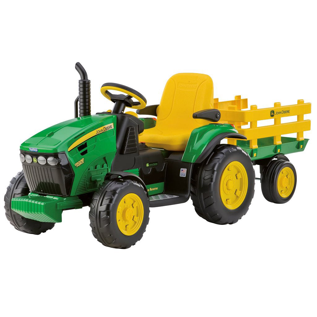 Peg Perego John Deere Ground Force 12V Tractor + Stake-side Trailer, 3+ years