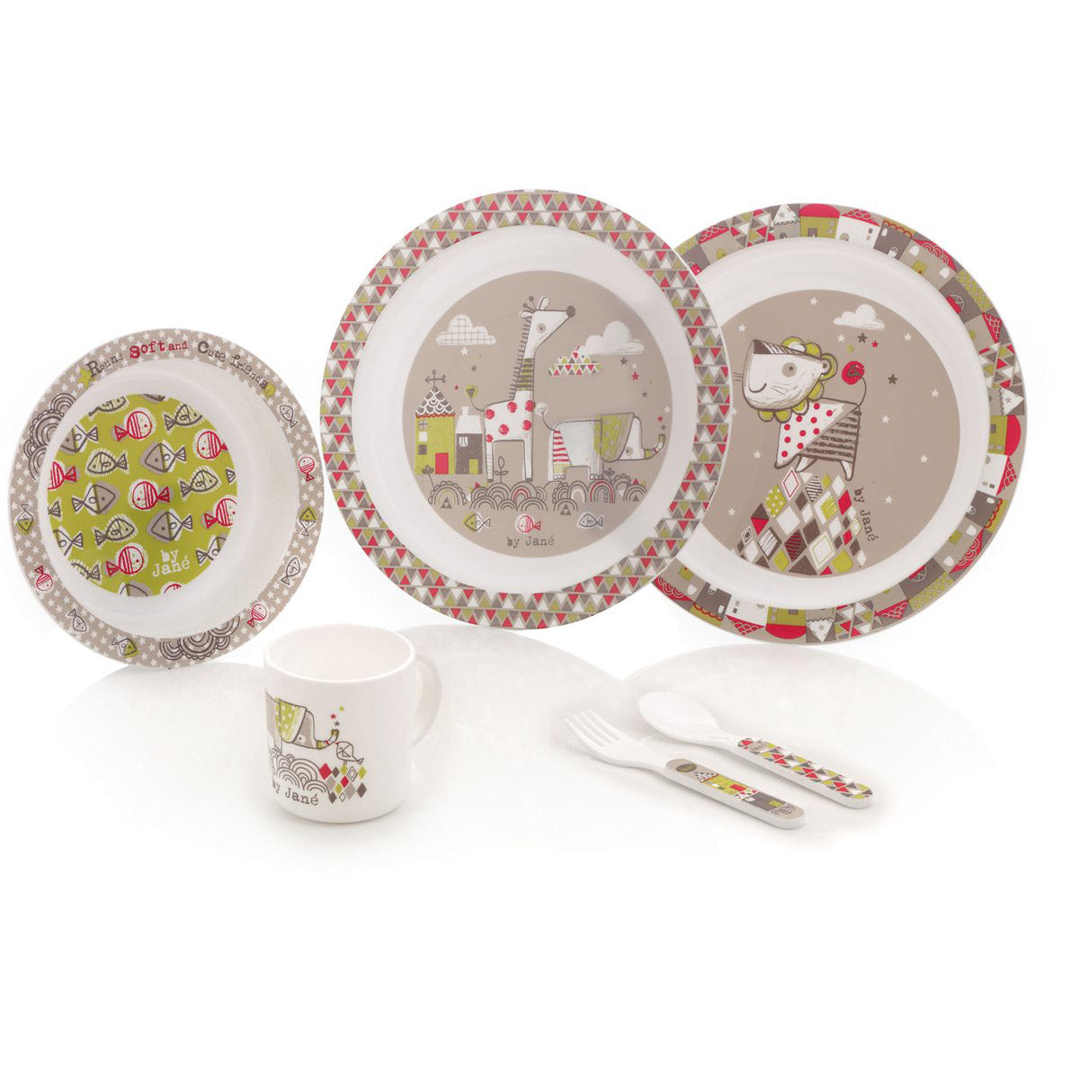 6 Piece Microwave Feeding & Cutlery Set Tangram II