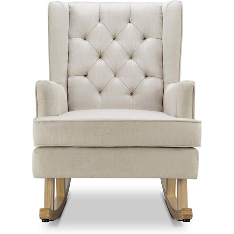 Johnston's Soothe Easy Deluxe Nursery Chair & Rocker – 2-in-1 Nursing & Feeding Chair, Natural Beige