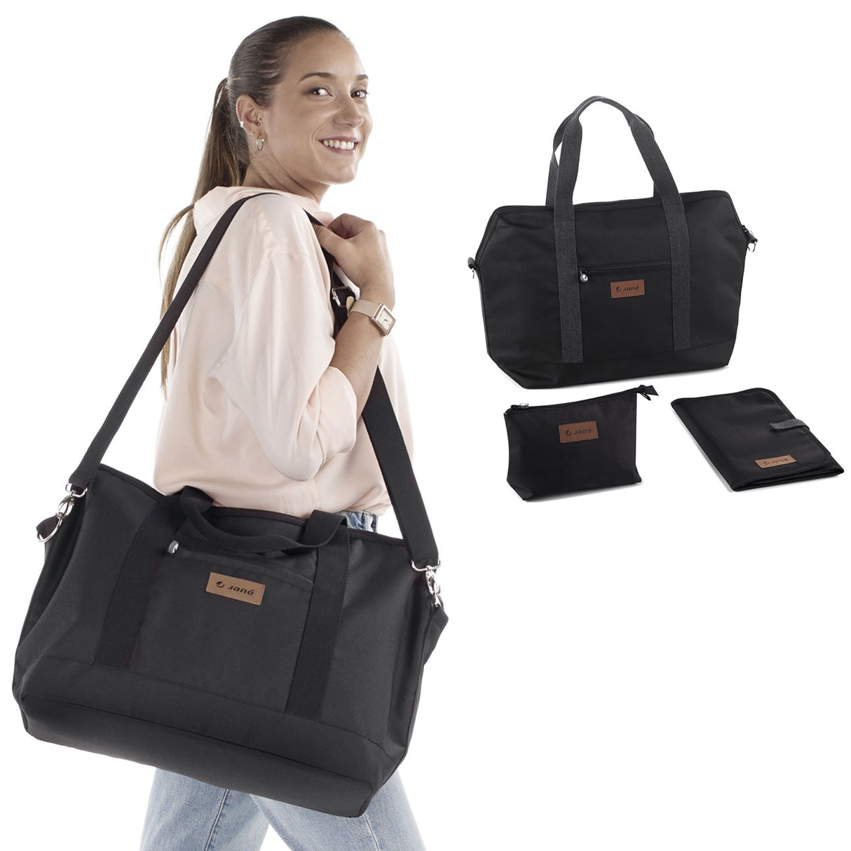 Jané Weekend Bag XL with Changing Mat & Wash Bag – Stylish & Practical Baby Travel Holdall