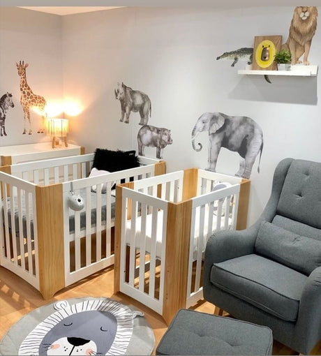 Cocoon Evoluer 4in1 Cot bed + Dresser + Mattresses, White / Natural