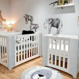 Cocoon Evoluer 4in1 Cot bed + Dresser + Mattresses, White / Grey