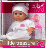 Johnston's Little Treasure 38cm Soft Baby Doll with Deluxe Blue Romper and Accessories
