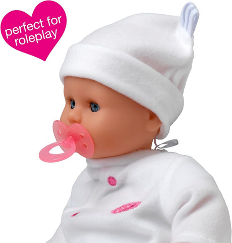 Johnston's Little Treasure 38cm Soft Baby Doll with Deluxe Blue Romper and Accessories