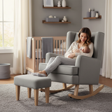 Johnston's Soothe Easy Deluxe Nursing Chair & Rocker with Foot Stool – Convertible Feeding Chair