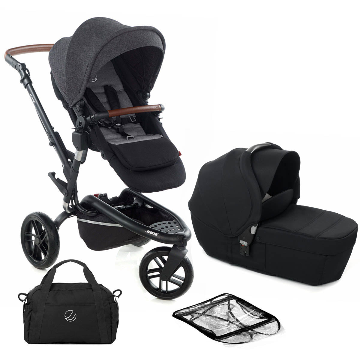 Jané Trider + Transporter Plus Carrycot, Cold Black