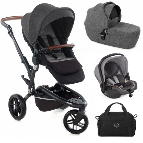 Jané Trider Travel System Bundle with Transporter Plus & Koos R1 i-Size Car Seat, Black