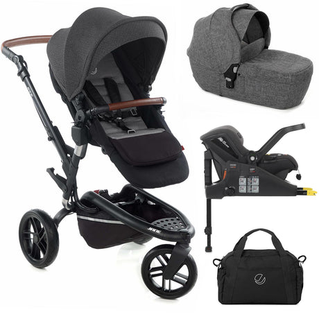 Jané Trider Travel System Bundle with Transporter Plus & Koos R1 i-Size Car Seat, Black