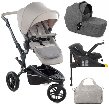 Jané Trider Travel System Bundle with Transporter Plus & Koos R1 i-Size Car Seat, Sand
