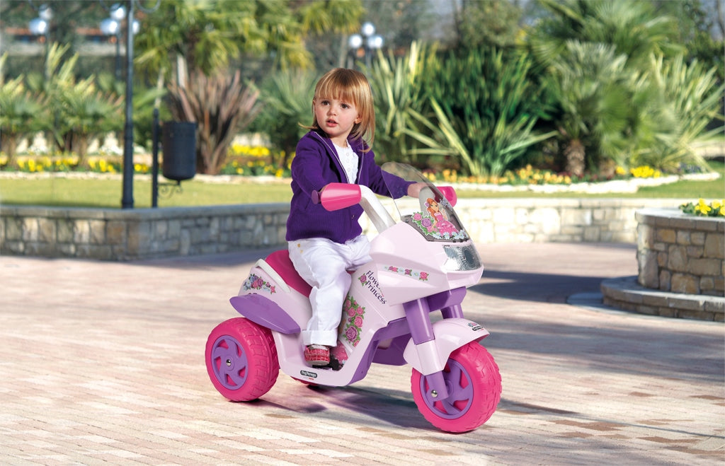 Peg Perego Flower Princess 6V Electric Ride-On Motorcycle with Lights & Sounds, 2+ Years