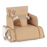 Beige children's chair with mushroom design on a white background