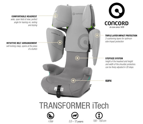 Jané Concord Transformer iTech i-Size ISOFIX Car Seat 100–150cm, 3-12 years