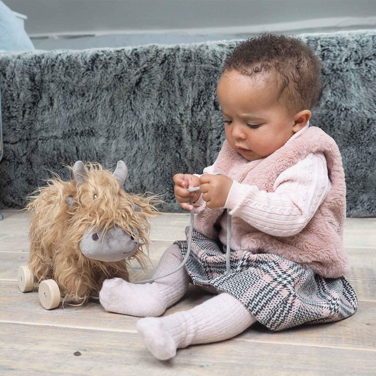 Little Bird Told Me Hubert Highland Cow 2-in-1 Pull Along Toy
