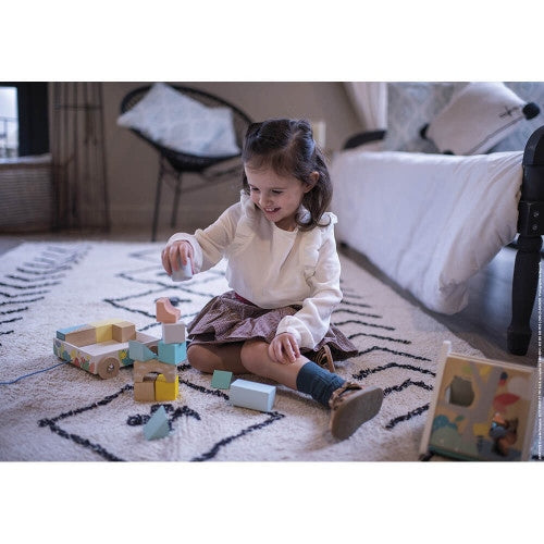 Janod Pure Wooden Pull-Along Blocks Cart