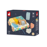 Janod Pure Wooden Pull-Along Blocks Cart