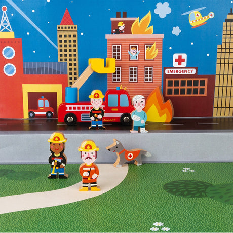 Janod Story Firefighters Wooden Playset